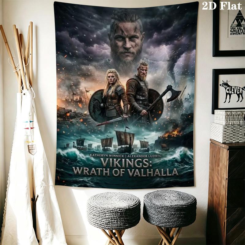 Vikings Wrath of Valhalla Tapestry, TV Series Poster Print Wall Hanging for Fan Decor