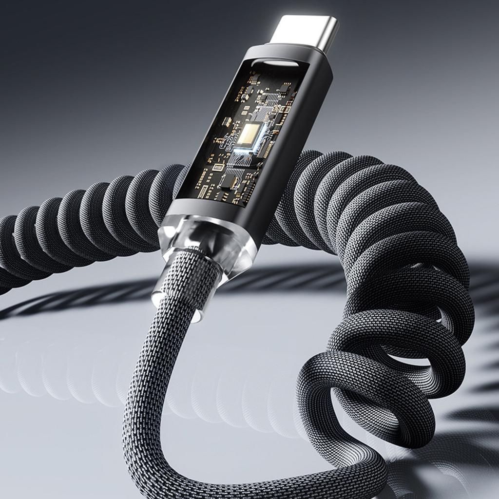 1M/2M USB C на Type C Быстрая зарядка Пружинный кабель Телескопическая зарядка Автомобильное зарядное устройство для телефона Кабель для передачи данных для iPhone Samsung USB-кабели