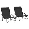 Day and Night - Day and Night Folding Beach Chairs 2 Units Black Fabric