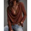 Women S Solid Color Casual Long Sleeve Knit T Shirt