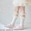 1 Pair Sweet Summer Thin Calf Sock for Kids Girl White Beige Color Bow Ruffle Children's Sock Cute Mesh Hollow Breathable Sock