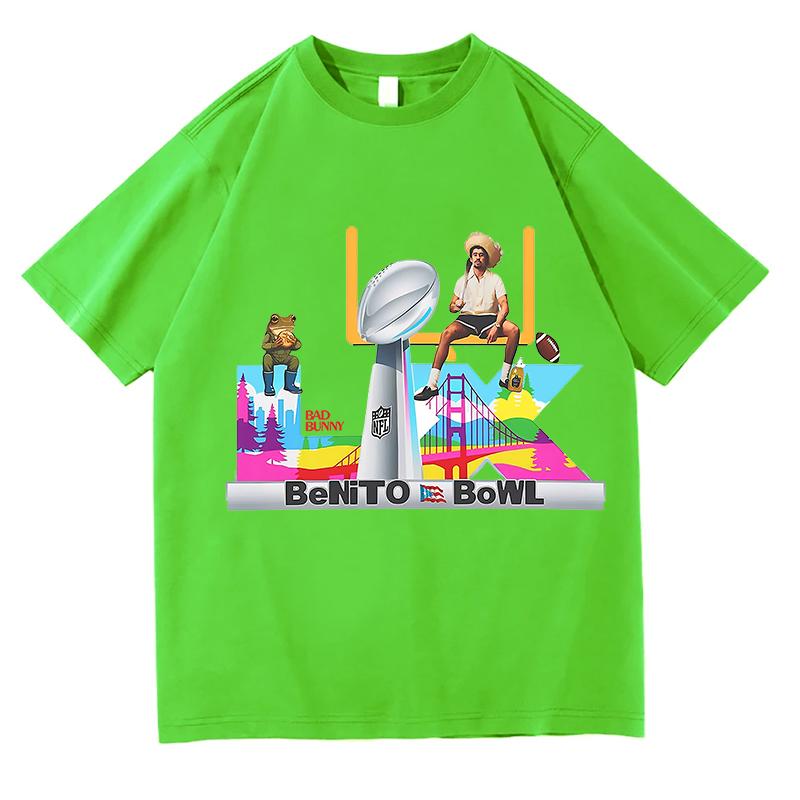 Bad Bunny Super Bowl T-shirt Hip Hop Unisex Streetwear Harajuku Short Sleeve Pure Cotton Fashion Aesthetic Casual TShirt Clothes