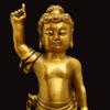 Buddha Statue, Bronze Buddha Statue, Standing Buddha Figurine, Perfect for Flower Festival, Buddhist Altar Accessories, Buddha Kanbutsu (Size: 16cm