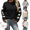 Women's Fashion Loose Heart Splicing Solid Color Sweater Temperament  Women's Knitted Cardigan