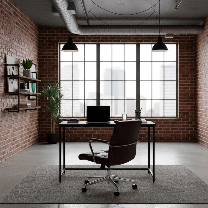 Bureau - SPRINGOS - Loft - 100x50x76 cm - Noir - Métal - Montage facile