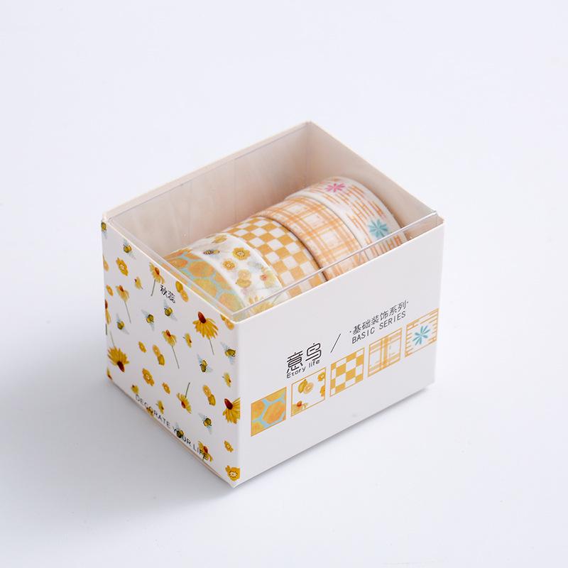 5Rolls/box Creative Masking Tape Set Basic Pattern Washi Tape DIY Scrapbooking Diary Journal Stationery