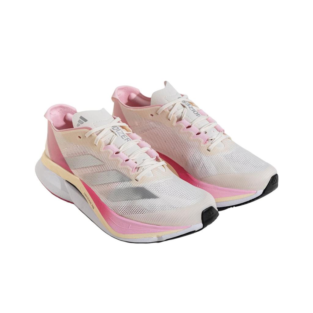 adidas Adizero Boston 12 Chalk White Clear Pink Unisex Sneakers Cream Silver-Metallic JQ8673