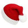 Christmas Hat Knitted White Pompom Handmade Flanging Thermal Dress Up Costume Accessories Woolen Yarn Women Men Unisex Santa Claus Cap for Outdoors