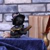Resin Flying Broom Cat Small Broomstick Cat Creative Black Cat Witch Statue  Garden