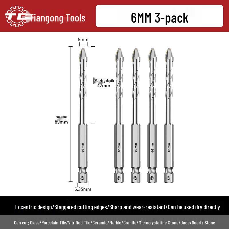Eccentric Tile Drill Bit for Concrete, Cement, and Ceramic – Super Hard Alloy Triangle Impact.