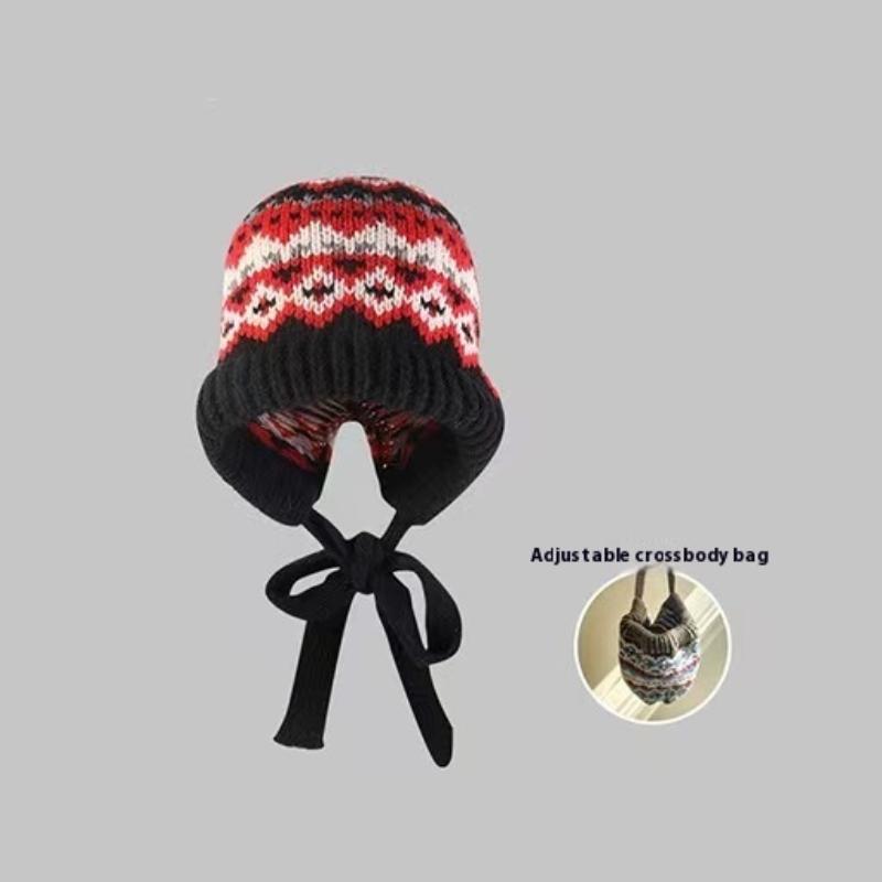 Корейский шарф-капюшон, шапка-балаклава, защита ушей, теплые шапки-бомберы, женские ретро-шапки с завязками и бантами, зимние аксессуары, вязаная шапка-закон