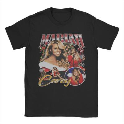 Mariahed Careys Merry Christmas Принтованные футболки для мужчин женщин Чистый хлопок Футболка Одежда