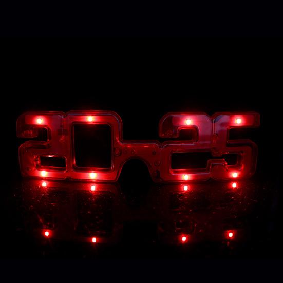 Новогодние светодиодные светящиеся очки 2025 года с цифрами, 3 режима освещения, реквизит для фотосессии на день рождения для косплея