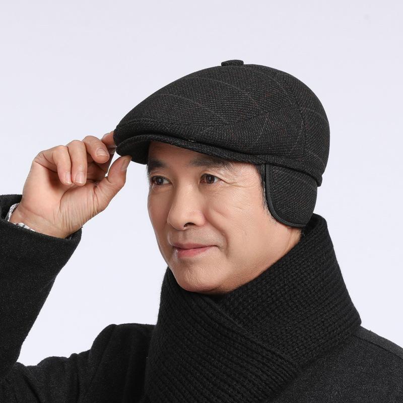 Стильная кепка «утконос» для мужчин среднего и пожилого возраста — теплая повседневная шапка с бархатной подкладкой для осени и зимы на открытом воздухе.