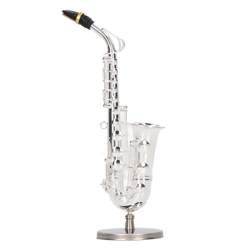 Alto Saxophone Ornaments Mini Sax Decoration Musical Instrument Model Gift with Box Base 14cm