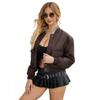 Loose Cardigan Jacket Casual Jacket Fashion Ribbed Shrunken Leather Jacket Women