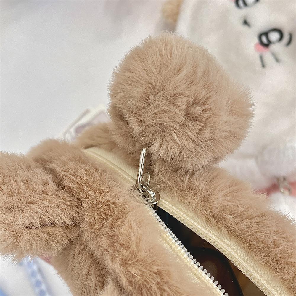 Пенал с изображением кролика и медведя, большая вместимость, сумка для канцелярских принадлежностей на молнии, симпатичный инструмент для хранения канцелярских принадлежностей