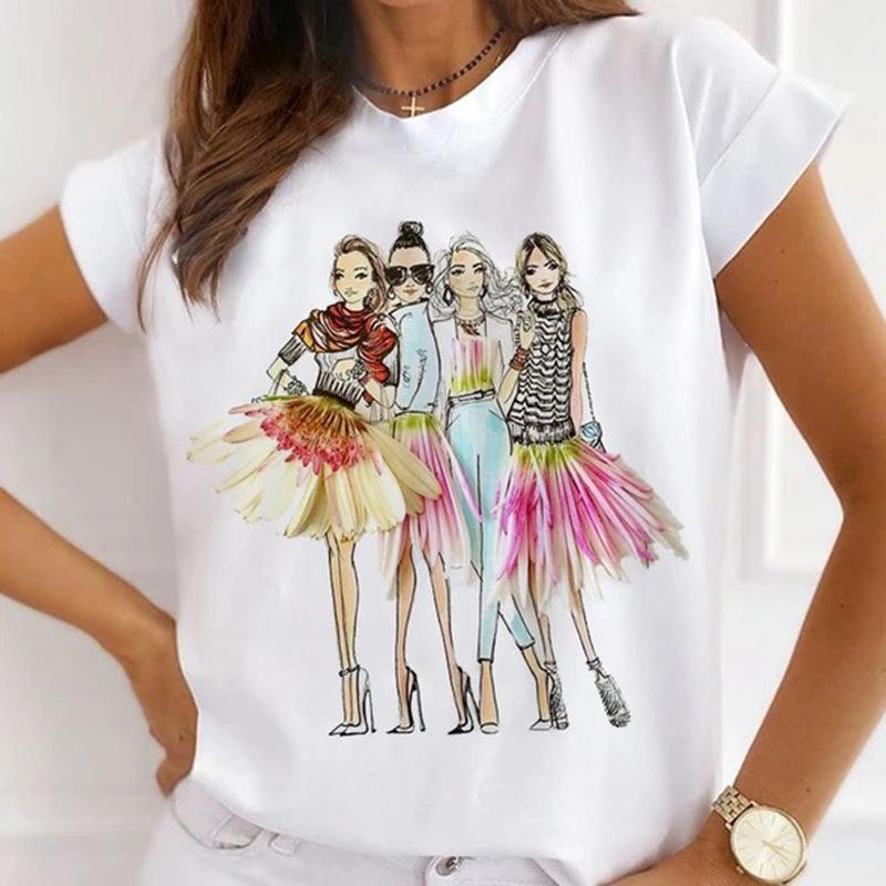 Модная креативная женская футболка с 3D рисунком розы 90-х годов, летняя блузка, свободные футболки с короткими рукавами, белые женские топы с круглым вырезом, одежда