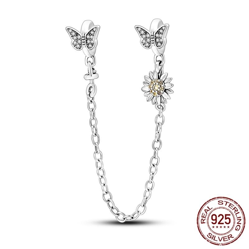 Copper Stars Moon Sun Clover Safety Chains Pendant Charms Beads Fit Original Bracelets Diy Jewelry Gift For Women