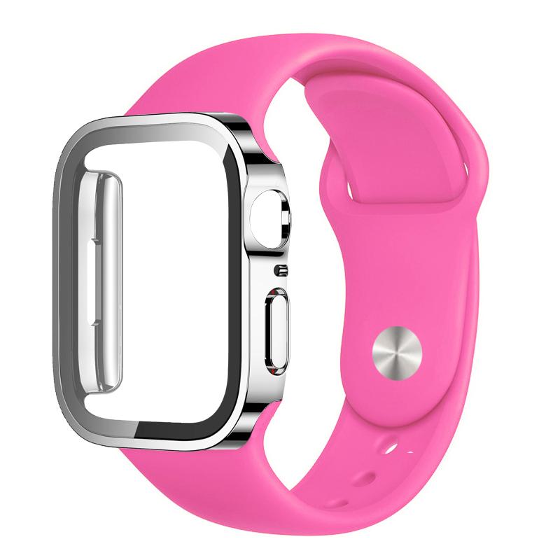 Watch Case Band For Apple Watch strap 44mm 45mm 40mm 41mm 45 mm sport Silicone bracelet iwatch series 8 7 6 5 4SE 9 Ultra 2 49mm