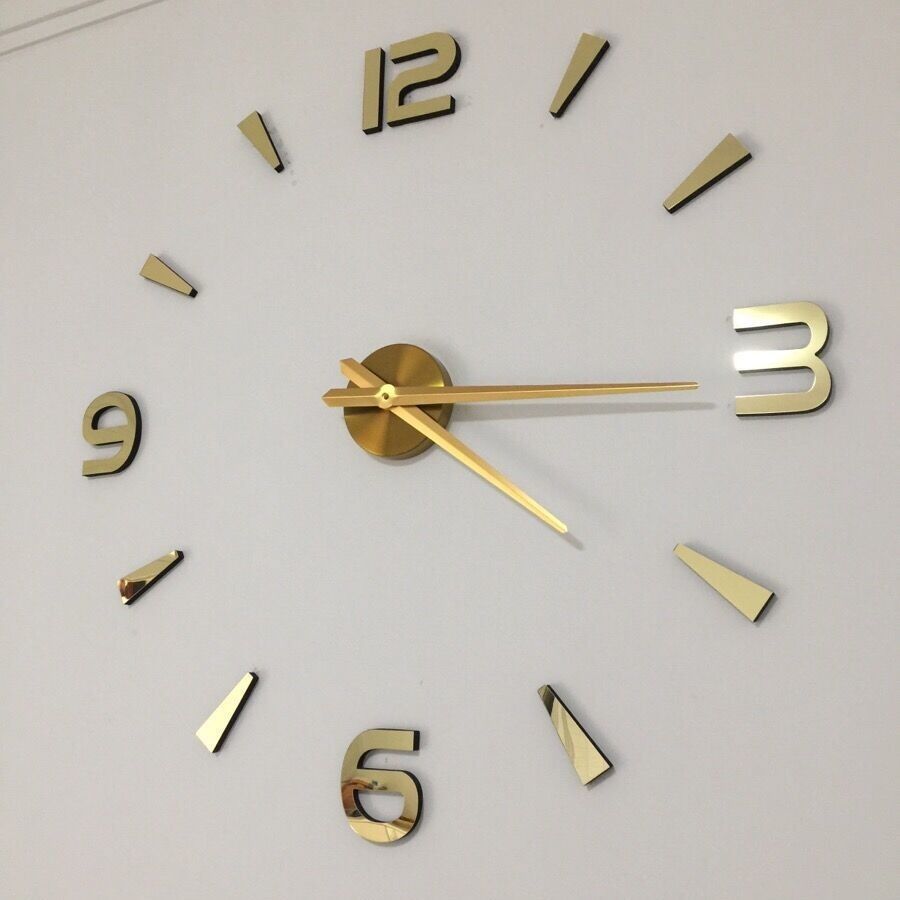 3D Трехмерные Настенные Часы Сделай Сам Наклейка на Стену Цифровые Часы Бесшумный Ход Время Путешествий Гостиная Спальня Простые Часы без Пробивания