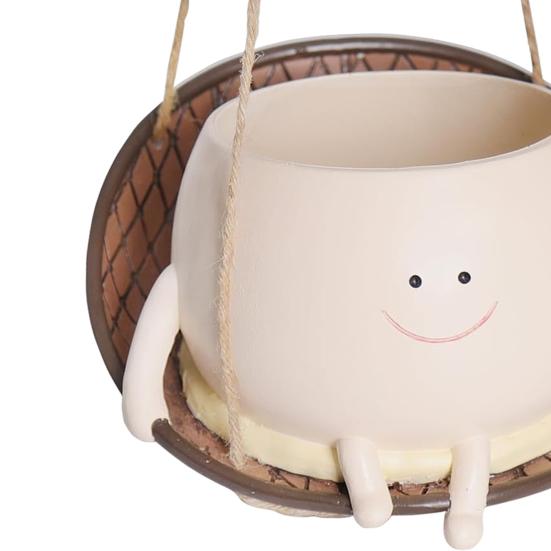 Подвесной стул-качалка, горшок для цветов, очаровательный внешний вид, устойчивый к ультрафиолетовому излучению, домашний и уличный декоративный горшок с улыбающимся лицом, цветочный горшок