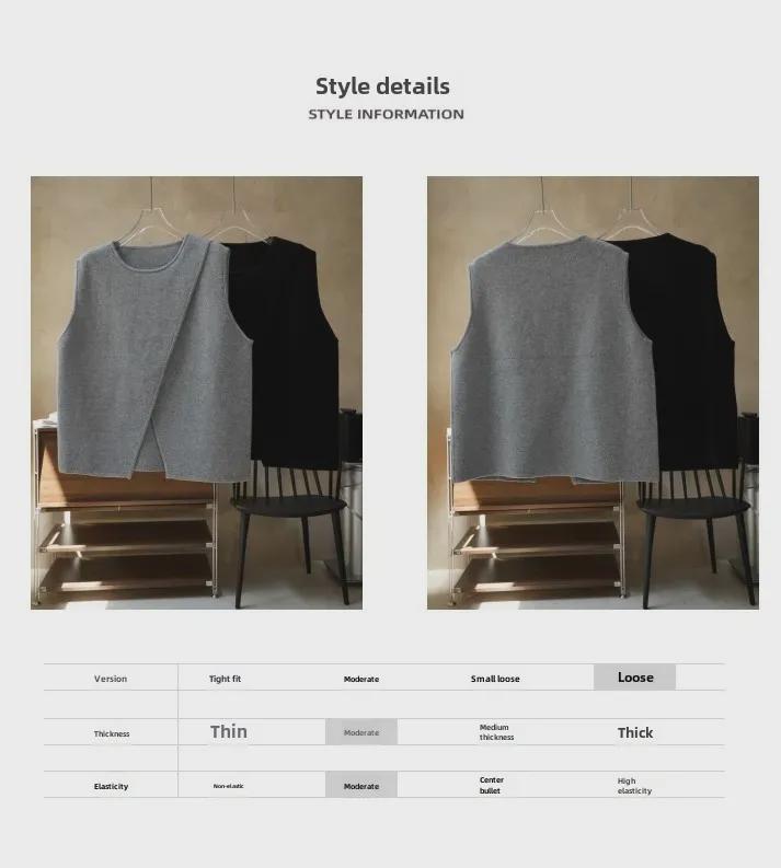 Louvre Autumn Korean Style Irregular Slit Vest for Women - Slim Layered Loose Fit Top