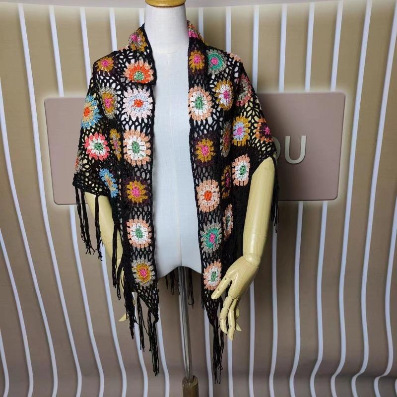 Кардиган женский ретро женский треугольный шарф шаль с кисточками накидка искусство лето и осень свитер с короткими рукавами женский