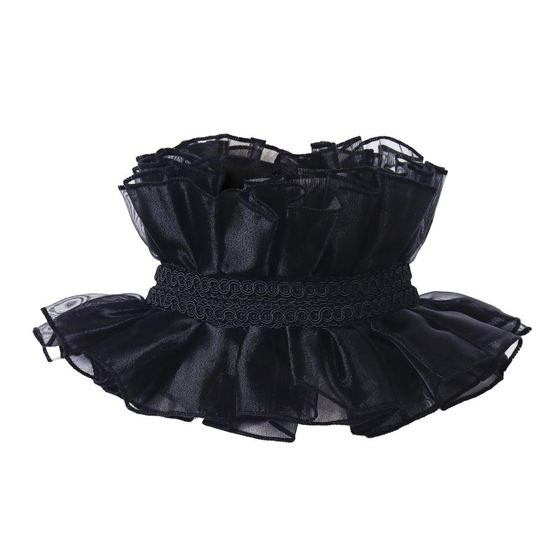 Palace Ruffled Scarf Fake Collar Necktie Adjustable Stand Collar Decorative Cape Wrap Neck Ruff Shawl Clown Choker Collar