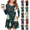 Christmas Day Girls' Long Sleeve Dress - Color Pocket Dress