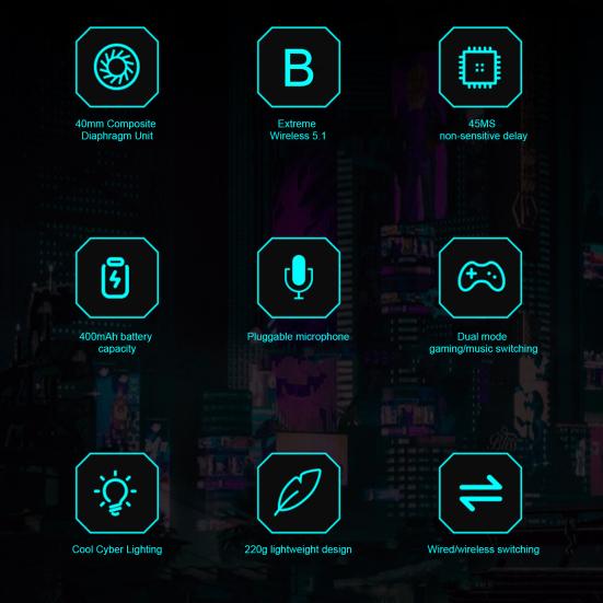 Классный внешний вид стерео игровая гарнитура шумоподавляющие наушники с микрофоном светодиодная подсветка объемный Bluetooth-совместимые наушники 5.1