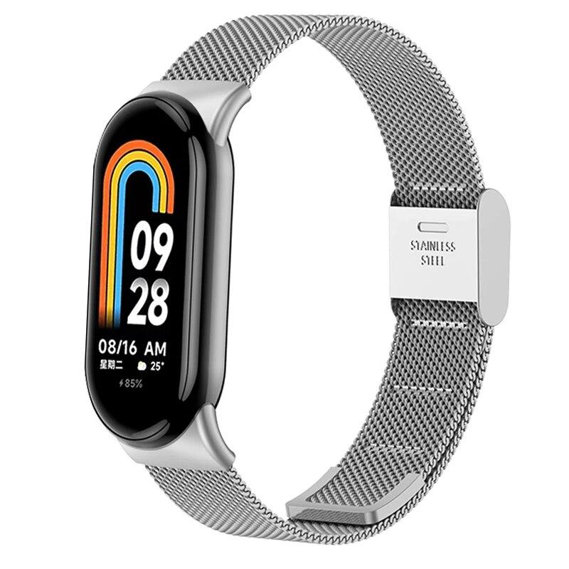 Metal Mesh Stainless Steel Strap for Xiaomi Mi Band 8 Smart Bracelet Replacement Accessories Watchband Miband 8 Smartwatch