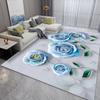 Современный синий ковер с цветочным рисунком, противоскользящий, моющийся, милый декор для комнаты, ковер в стиле легкой роскоши для гостиной, легко чистящийся, коврик для журнальных столиков