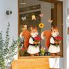 Spring Fox Window Clings Cartoon Fox Flowers Butterflies Glass Sticker Removable Cute Animal Window Decals for Home Office Shop