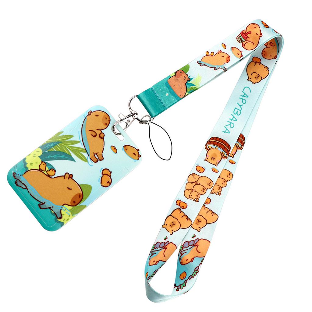 Держатель для бейджа с цветным шнурком, симпатичный держатель для карты, ремешок на шею в виде капибары, подарок для студентов-медсестер