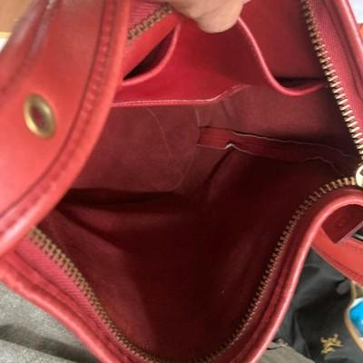 Сумка-ведро на плечо Coach Красная 9953 Винтажная кожа Легкие следы использования
