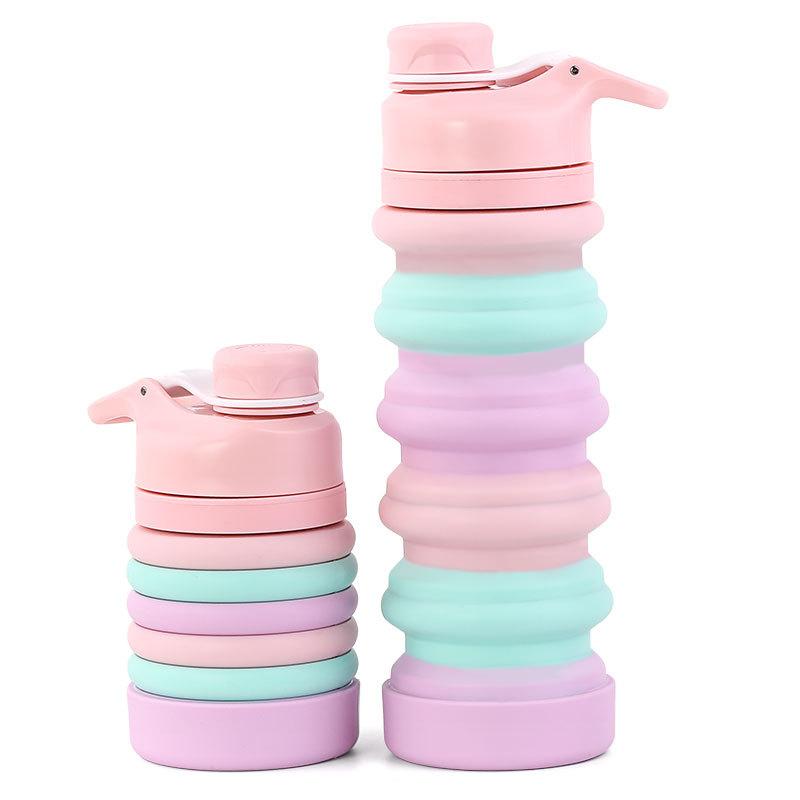 Спортивная силиконовая бутылка для воды на открытом воздухе, портативная дорожная бутылка для воды большой емкости, телескопическая складная чашка, креативная подарочная чашка