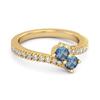 London Topaz Twin Stone Pave Bypass Ring - 925 Sterling Silver Gold Vermeil