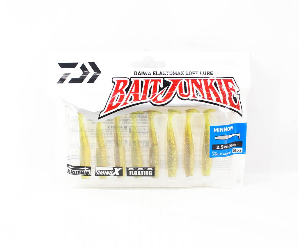 Daiwa Soft Lure Bait Junkie Minnow 2.5 Inch 8 Per Pack Oil Flash UV (2842)