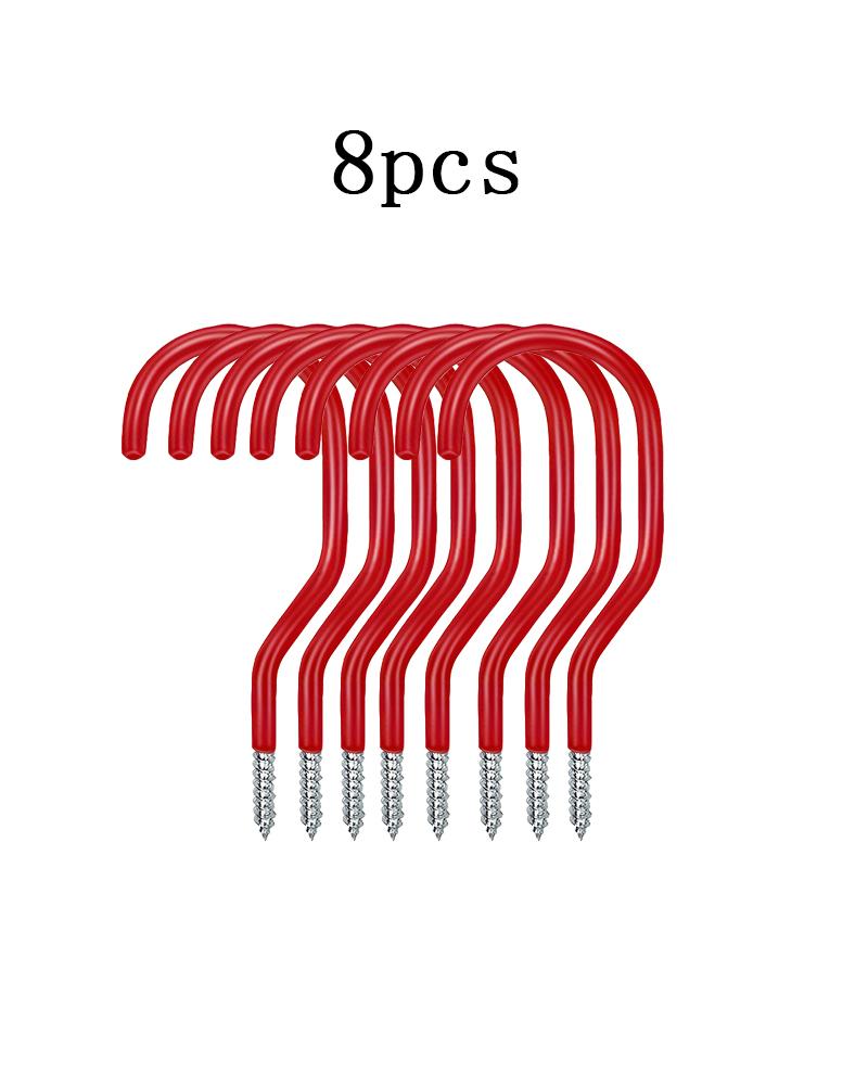 3-12Pcs Heavy Duty Bike Hook Black And Red Multi Purpose Metal Screw Hooks For Ladders Hoses Ropes Garden Tools Farmhouse