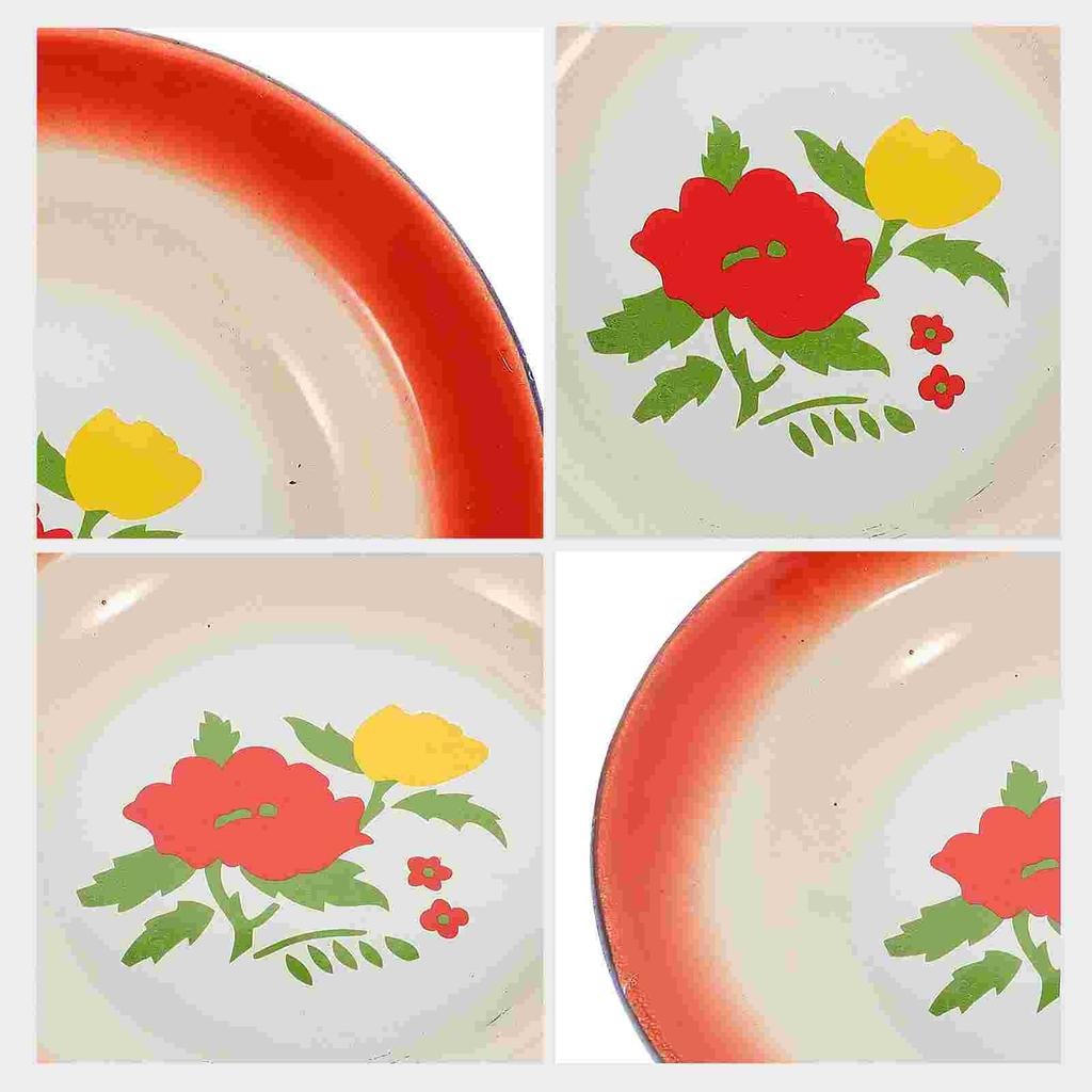 Enamel Fruit Bowl Food Plate Salad Serving Utensils Decor Tableware Dinnerware Decorate Tray Dish