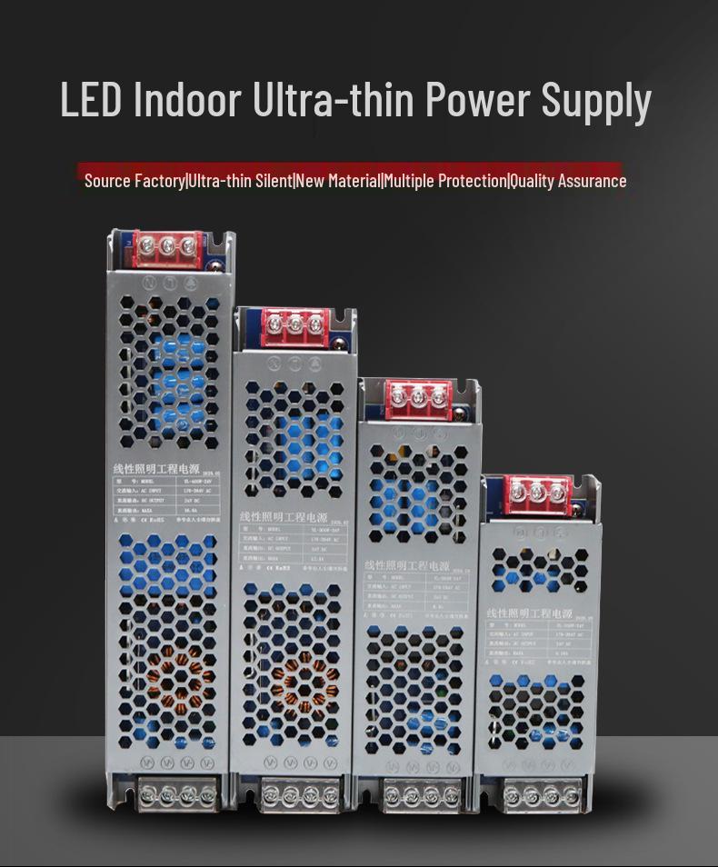 Ultra-Thin Silent Indoor Switching Power Supply, 220V to 12V/24V, 60/400W, LED Strip Driver Transformer for Light Boxes