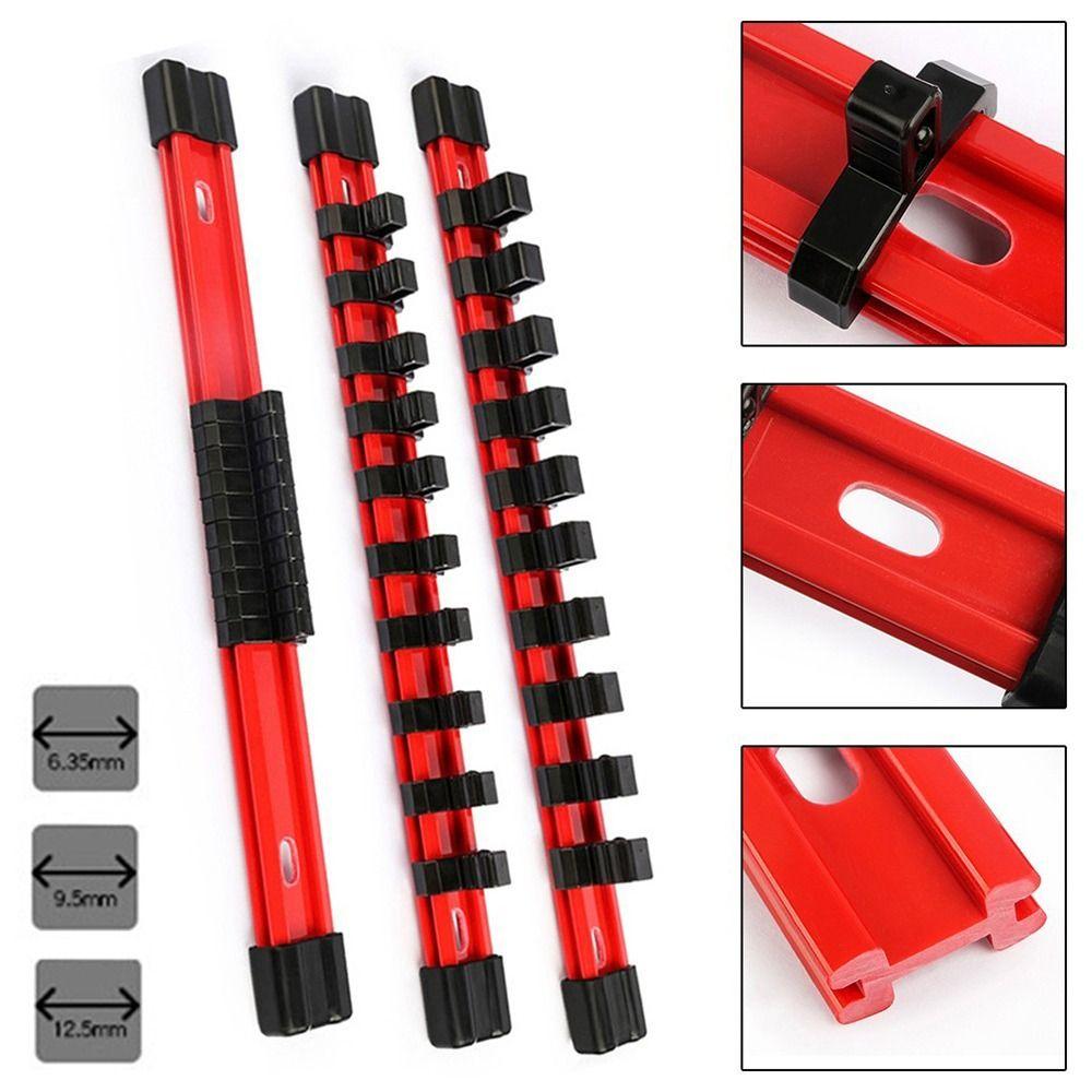 1 шт. 1/4" 3/8" 1/2" Держатель для торцевых ключей Прямая рейка Кронштейн Настенный держатель Органайзер для головок Пластиковый Инструмент для хранения ключей Ящик для инструментов
