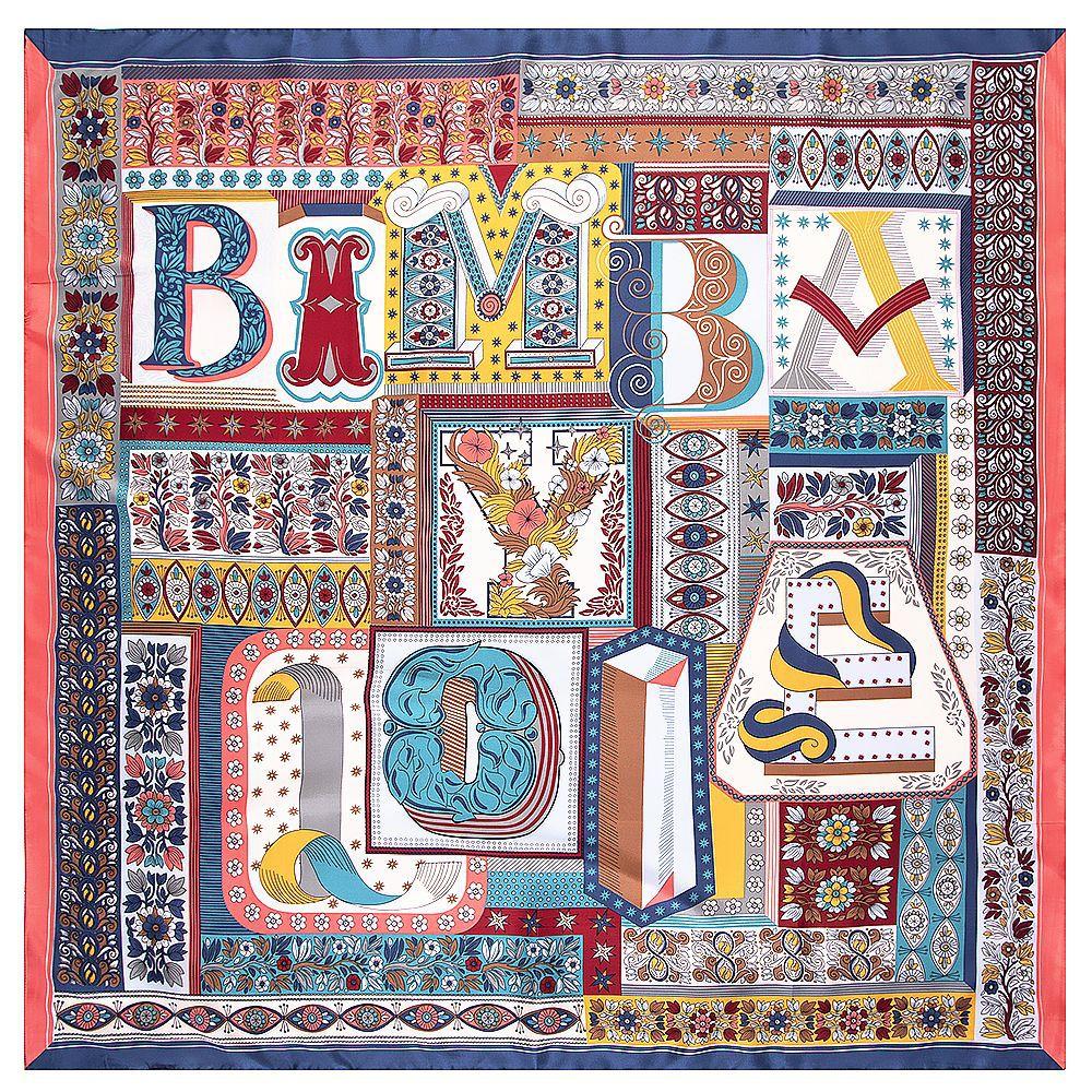 Silk-feeling Scarf for Women 130 * 130cm Luxurious Letter Plant Pattern Paisley Printed Shawl Designer Scarf for All Seasons