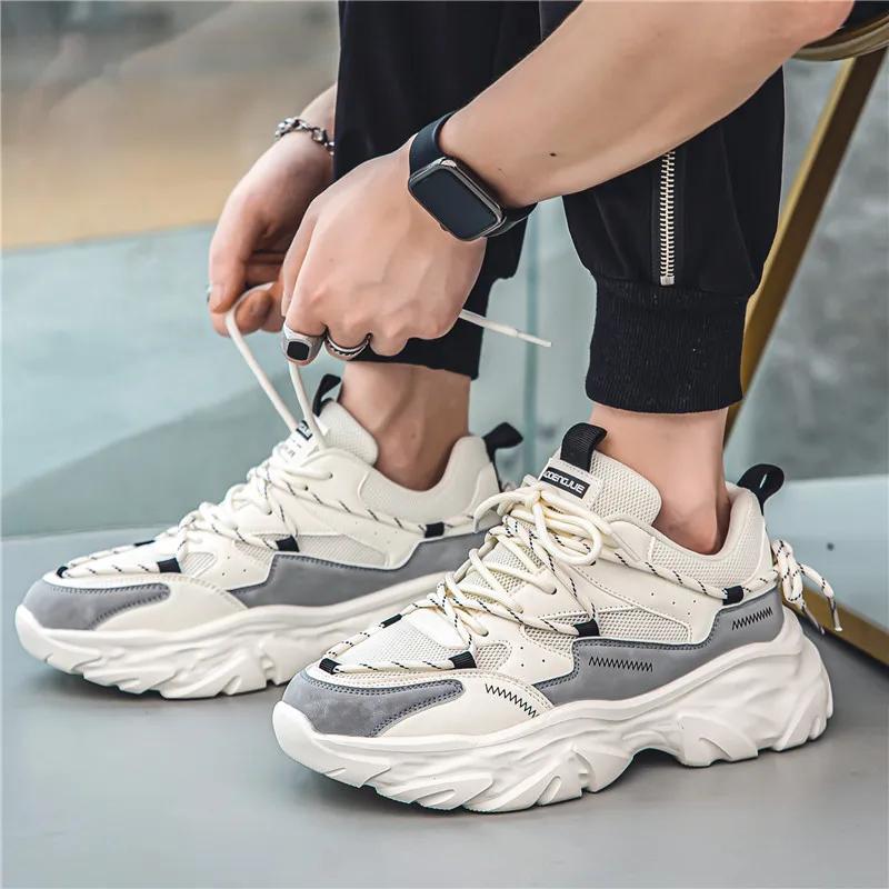 Мужская спортивная обувь 2024 года с дышащей сеткой, модная повседневная обувь на толстой подошве, модные мужские кроссовки для бега, мужские кроссовки