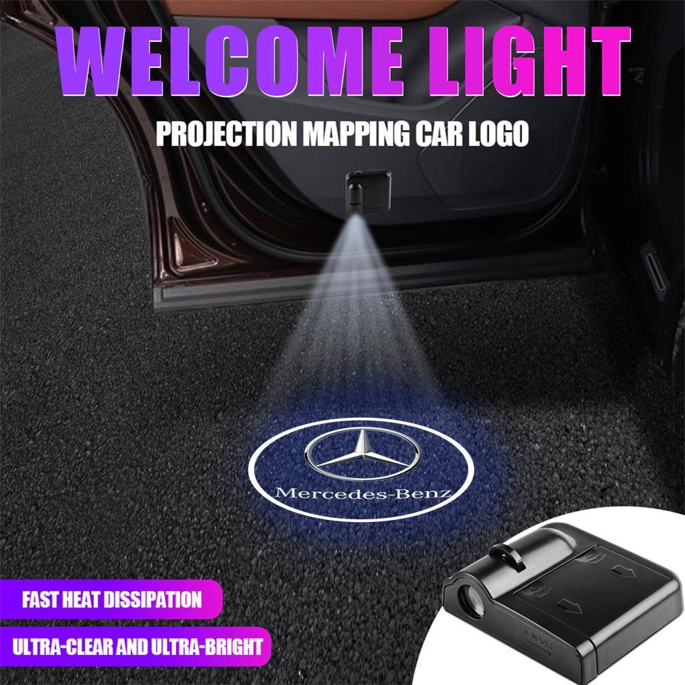 HOXL2 1/2PC Car Door Welcome Light Wireless Projector Lamp Decorative For Mercedes Benz W204 W124 W201 W202 W212 W220 W205 GLA CLA AMG