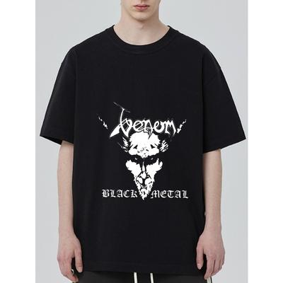 Черная футболка с графическим принтом Venom Black Metal для музыкального фестиваля и повседневной носки