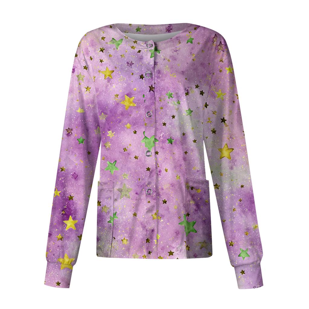 Женский повседневный топ с длинным рукавом, на одной пуговице, с принтом, быстросохнущий