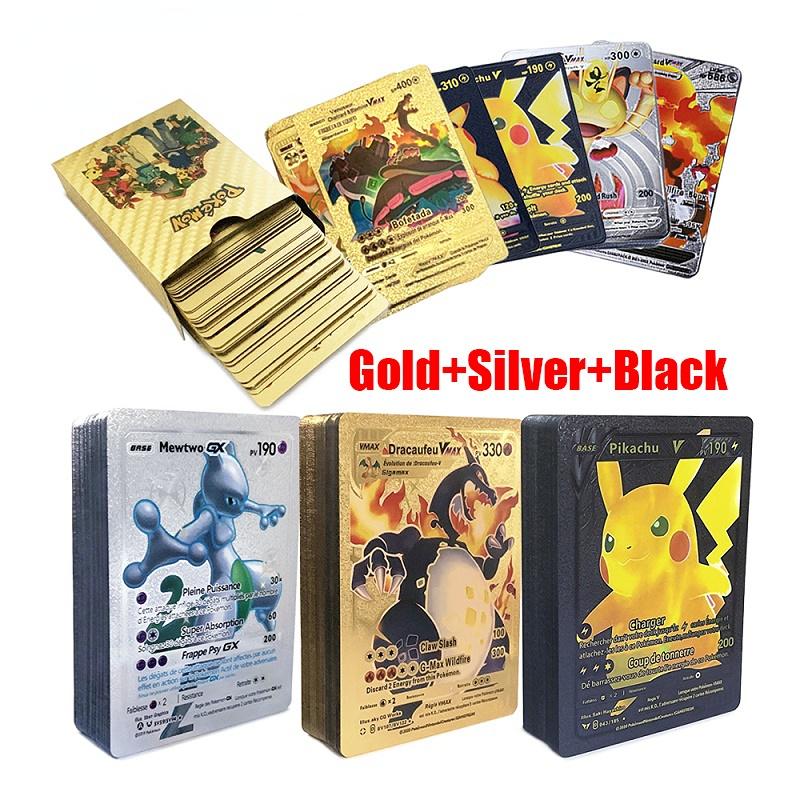 55Pcs Gold Foil Assorted Cards Pokemon Cards Collection H29