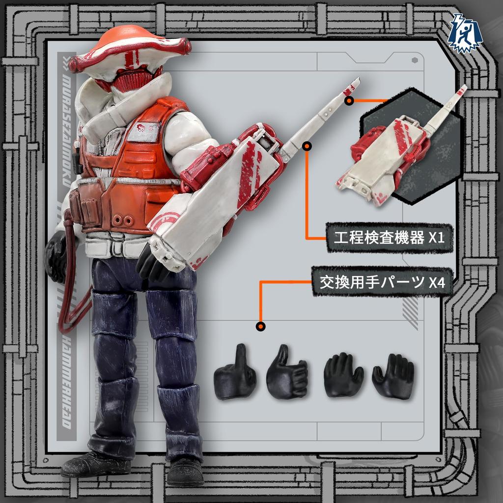 52TOYS Series x Murase Zaimoku Hammerhead дюймовая супер подвижная фигурка из окрашенной нержавеющей стали 3,75' "Hammerhead" 3,75 (приблизительно. 10см)